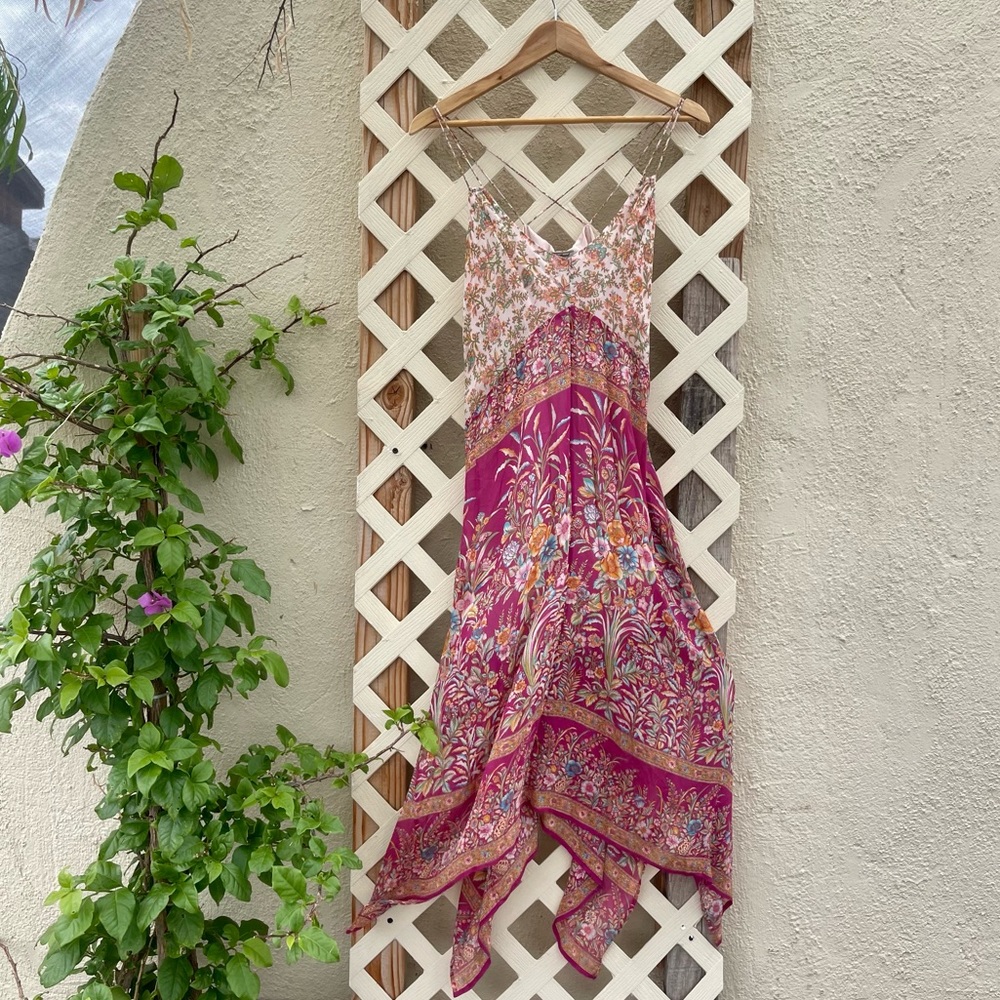 Lucky Brand Pink/Floral Bohemian Dress Size Medium